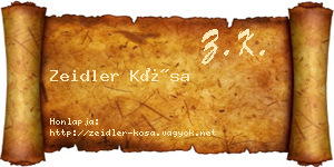 Zeidler Kósa névjegykártya